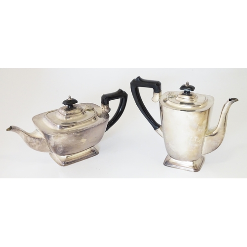 577 - A quantity of silver plated wares to include trays, tea set, bottle coaster, etc.