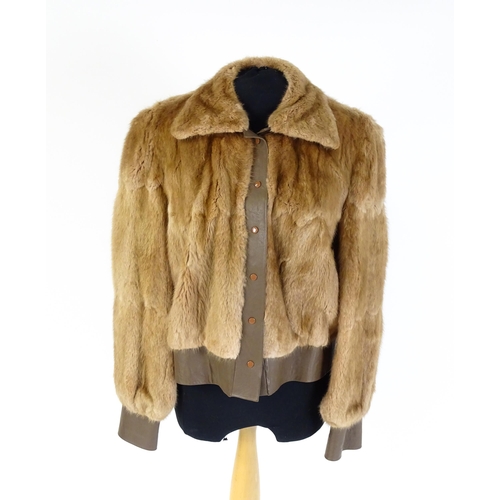 1297 - Vintage fashion / clothing: A ladies faux fur bomber jacket labelled Cresta to the inside. Chest app... 