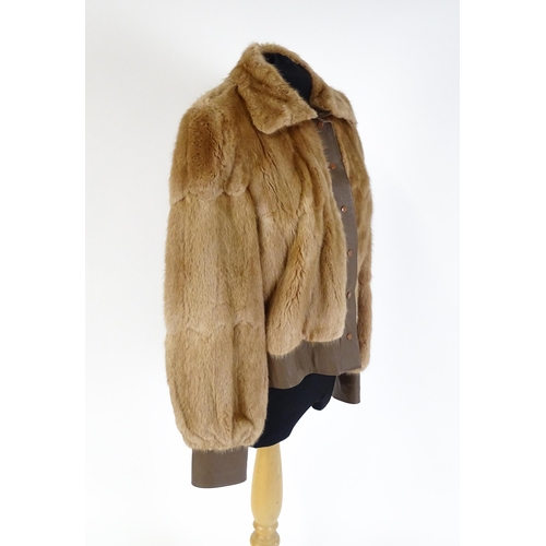 1297 - Vintage fashion / clothing: A ladies faux fur bomber jacket labelled Cresta to the inside. Chest app... 