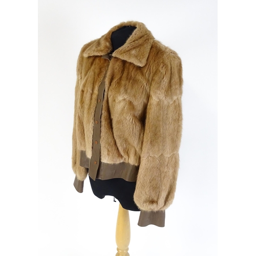 1297 - Vintage fashion / clothing: A ladies faux fur bomber jacket labelled Cresta to the inside. Chest app... 