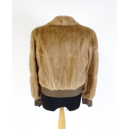 1297 - Vintage fashion / clothing: A ladies faux fur bomber jacket labelled Cresta to the inside. Chest app... 