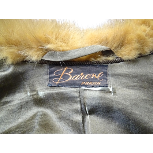 1299 - Vintage fashion / clothing: A vintage fur swing coat labelled Barone, Parma. Chest approx. 44