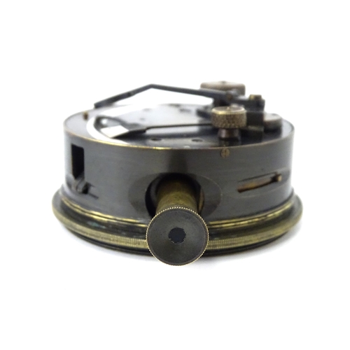 1177 - A late 19thC cased brass pocket drum sextant, the interior lid with tangential measurement table. Ap... 