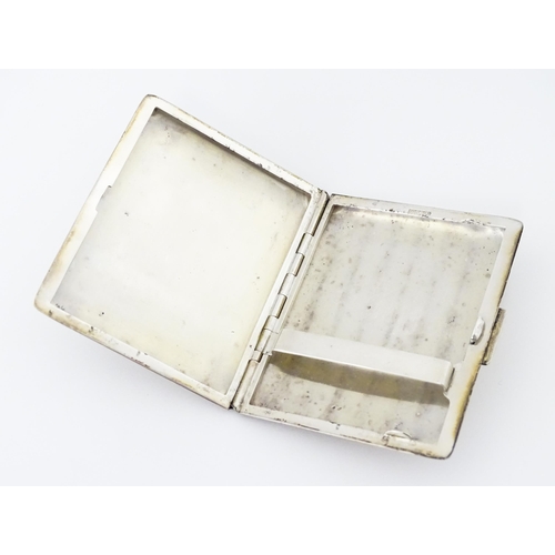 277 - A Continental .925 silver cigarette case with engine turned decoration and acanthus scroll banding. ... 