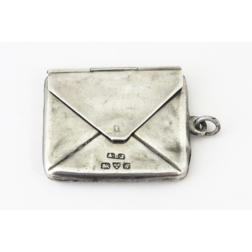 284 - A silver stamp box of envelope form hallmarked Chester 1907, maker Albert Edward Jones. Approx. 1