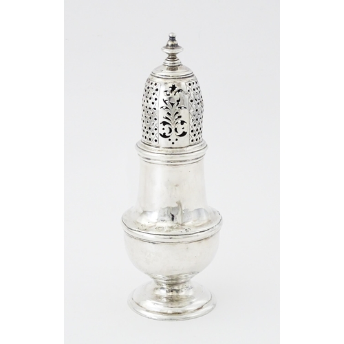 290 - A George II silver sugar caster hallmarked London 1742, maker J. W. Approx. 7