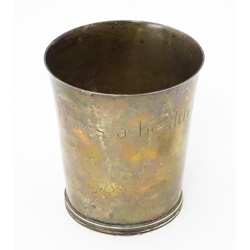 296 - A George V silver beaker hallmarked London 1934 with jubilee mark, maker Carrington and Co. Approx 3... 