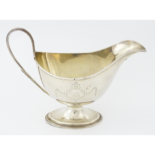 301 - A George III silver sauce boat hallmarked London 1781, maker Hester Bateman. Approx. 6 1/2