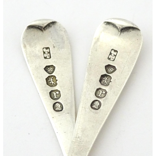 329 - A pair of silver salt spoons hallmarked London 1832, maker James Payne. Approx. 4