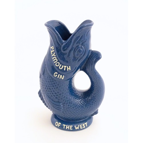 1099 - A Dartmouth Pottery advertising glug glug / gluggle jug for Plymouth Gin - The Spirit of the West. M... 