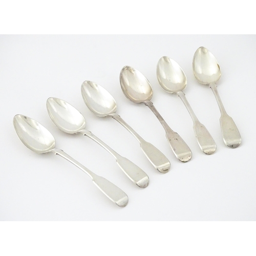 340 - A set of six silver Fiddle pattern teaspoons hallmarked London 1834, maker A B Savory & Sons. Approx... 