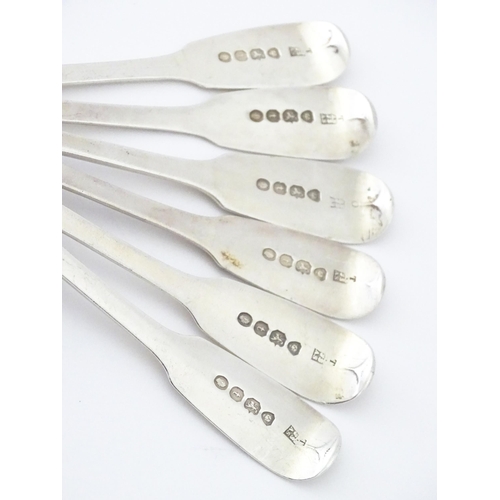 340 - A set of six silver Fiddle pattern teaspoons hallmarked London 1834, maker A B Savory & Sons. Approx... 