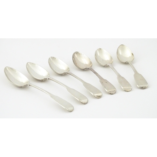 340 - A set of six silver Fiddle pattern teaspoons hallmarked London 1834, maker A B Savory & Sons. Approx... 