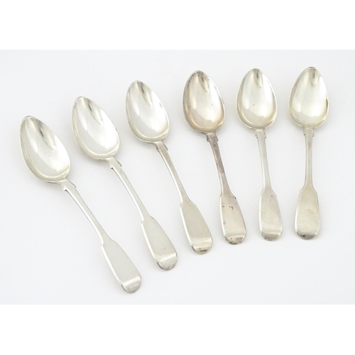 340 - A set of six silver Fiddle pattern teaspoons hallmarked London 1834, maker A B Savory & Sons. Approx... 