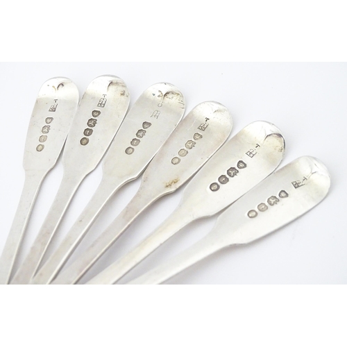 340 - A set of six silver Fiddle pattern teaspoons hallmarked London 1834, maker A B Savory & Sons. Approx... 