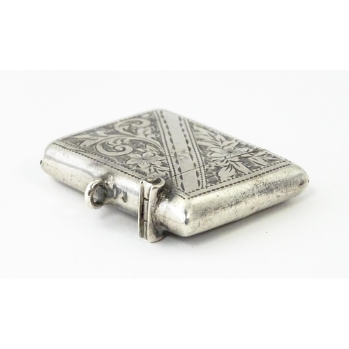 342 - A silver vesta case with engraved decoration, hallmarked Birmingham 1903, maker Arthur Cook. Approx.... 