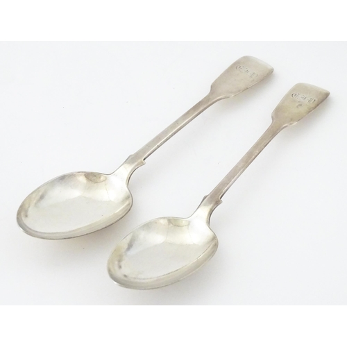 352 - A pair of Victorian Fiddle pattern tablespoons hallmarked London 1843, maker Joseph & Albert Savory.... 