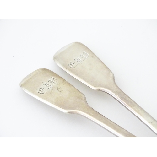 352 - A pair of Victorian Fiddle pattern tablespoons hallmarked London 1843, maker Joseph & Albert Savory.... 