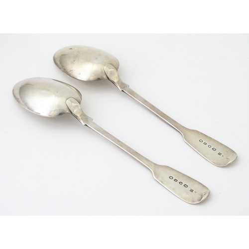 352 - A pair of Victorian Fiddle pattern tablespoons hallmarked London 1843, maker Joseph & Albert Savory.... 