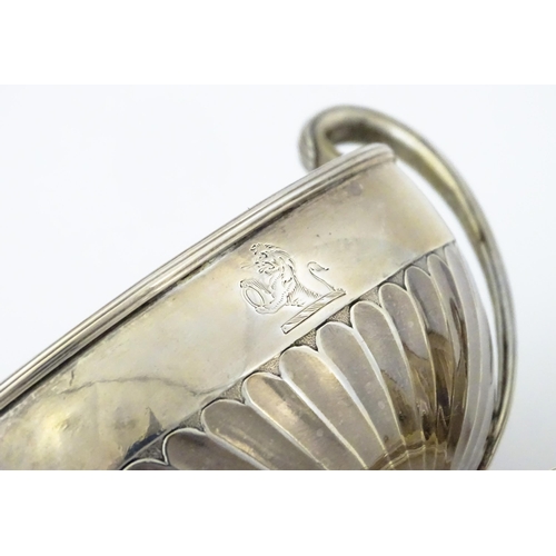 361 - A pair of George III silver twin handled salts with gilded interiors, hallmarked London 1784, maker ... 