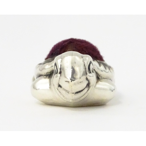 374 - A silver novelty pin cushion formed as a tortoise, Hallmarked London 2000 maker Martin Gerald & Sid ... 