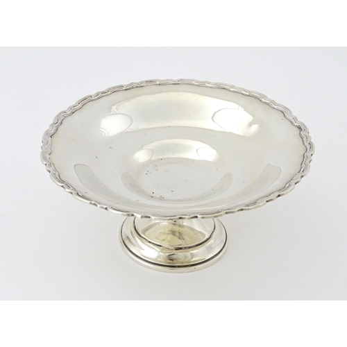 403 - A small silver pedestal tazza hallmarked Birmingham 1927, maker Mappin & Webb. Approx. 2 1/2