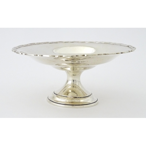 403 - A small silver pedestal tazza hallmarked Birmingham 1927, maker Mappin & Webb. Approx. 2 1/2