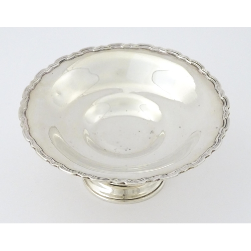 403 - A small silver pedestal tazza hallmarked Birmingham 1927, maker Mappin & Webb. Approx. 2 1/2