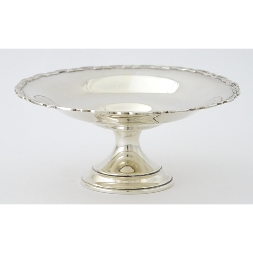 403 - A small silver pedestal tazza hallmarked Birmingham 1927, maker Mappin & Webb. Approx. 2 1/2