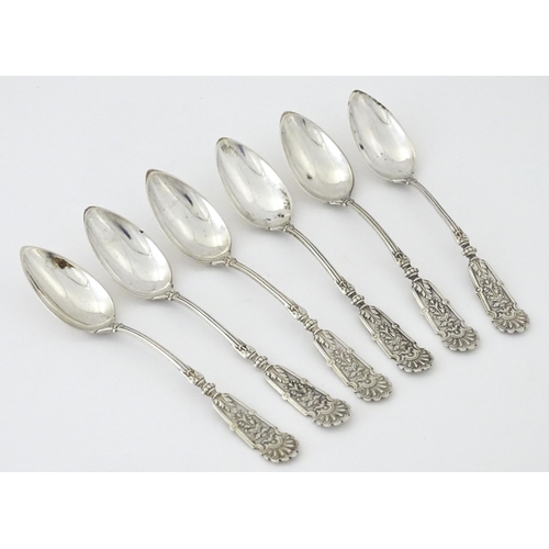 406 - A set of six Continental .800 silver teaspoons. Approx. 4 1/2