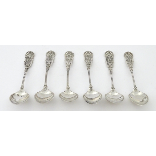 406 - A set of six Continental .800 silver teaspoons. Approx. 4 1/2