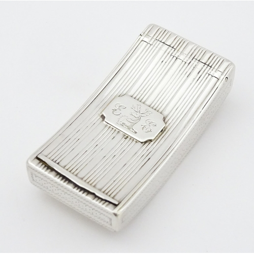 458 - A George III silver snuff box shaped form with engraved decoration, hallmarked Birmingham 1813, make... 