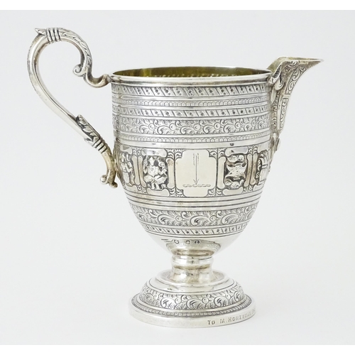 464 - A Victorian Scottish silver jug with banded decoration and Zodiac symbols, hallmarked Edinburgh 1892... 