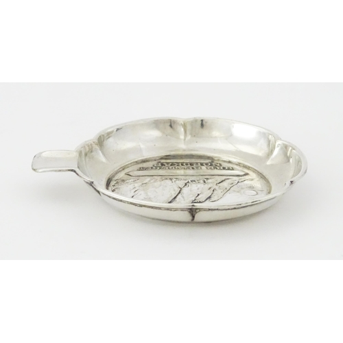 476 - A Norwegian silver plate ashtray titled 'Til Minde Om At Har Besteget Nordkap', bearing mark for Dav... 