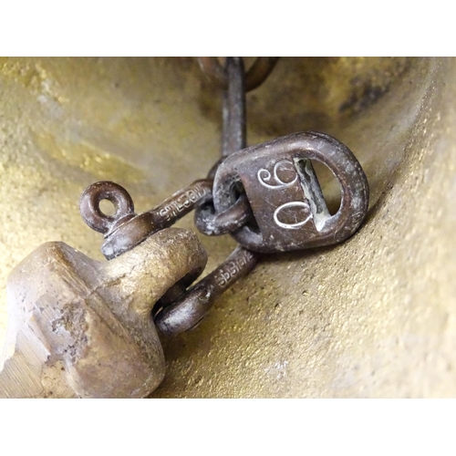 1087 - Nautical / Maritime Interest: A 20thC brass wall mounting ships bell. Approx. 6 1/2