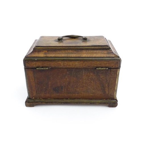 1089 - A 19thC mahogany caddy / box, opening to reveal three section within. Approx. 7