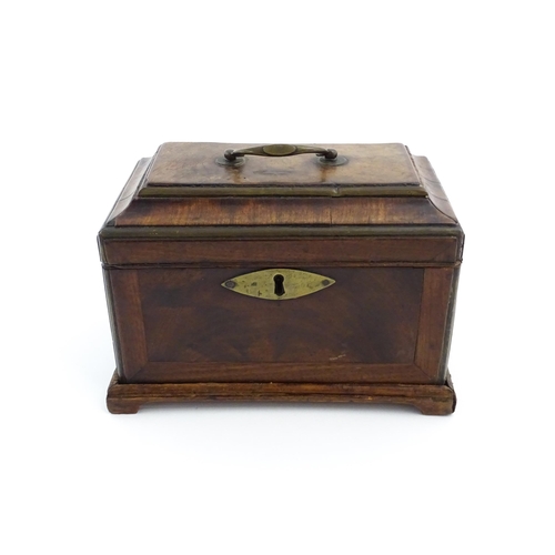 1089 - A 19thC mahogany caddy / box, opening to reveal three section within. Approx. 7