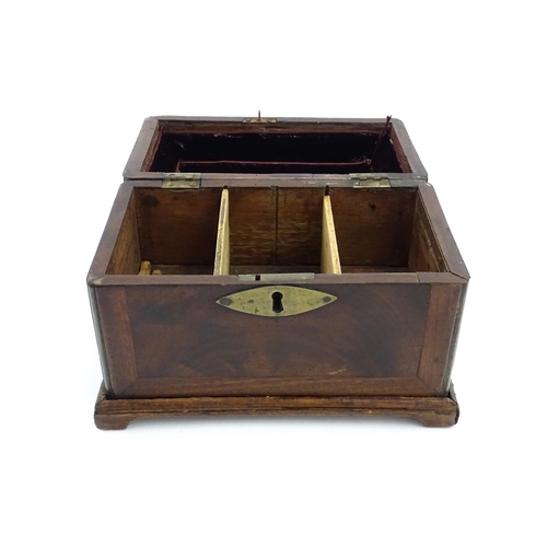 1089 - A 19thC mahogany caddy / box, opening to reveal three section within. Approx. 7