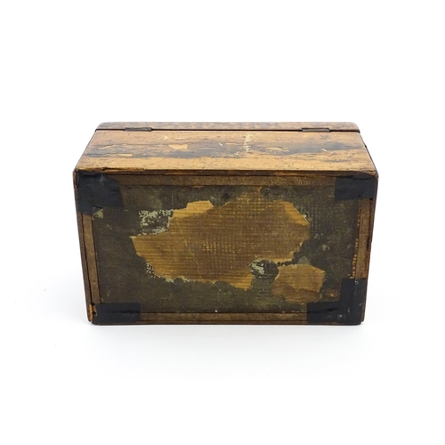 1090 - A 19thC tea caddy of tapering form with transfer decoration depicting rural scenes, courting couples... 