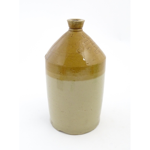 1117 - A Victorian two tone stoneware flagon marked 1886 Charles Foster Wine & Spirit Merchant Oxford. Appr... 