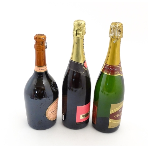 1122 - Three 750ml bottles of champagne, comprising Laurent-Perrier rosé , Piper-Heidsieck rosé and De Laur... 