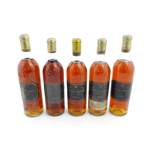 1130 - Five vintage 1969 75cl bottles of Chateau Guiraud 1er Cru Sauternes (5)