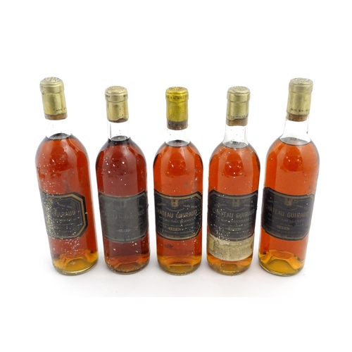 1130 - Five vintage 1969 75cl bottles of Chateau Guiraud 1er Cru Sauternes (5)