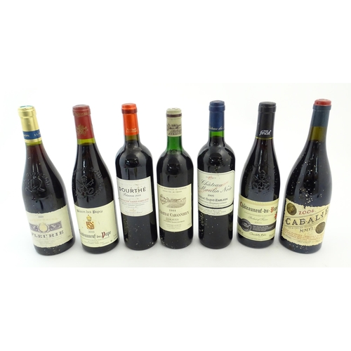 1133 - Seven bottles of red wine, comprising: a 2000 750ml bottle of Demon Rouge Fleurie, a 2008 75cl bottl... 