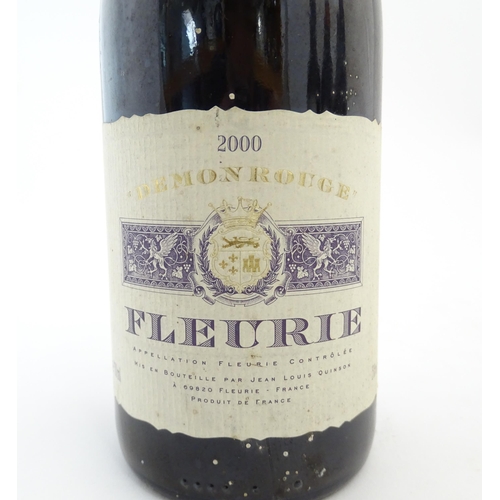 1133 - Seven bottles of red wine, comprising: a 2000 750ml bottle of Demon Rouge Fleurie, a 2008 75cl bottl... 