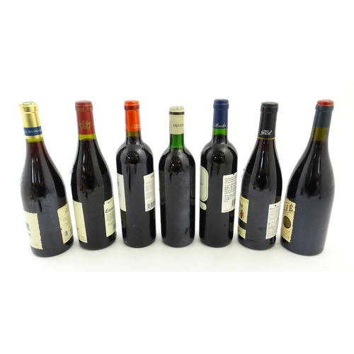 1133 - Seven bottles of red wine, comprising: a 2000 750ml bottle of Demon Rouge Fleurie, a 2008 75cl bottl... 