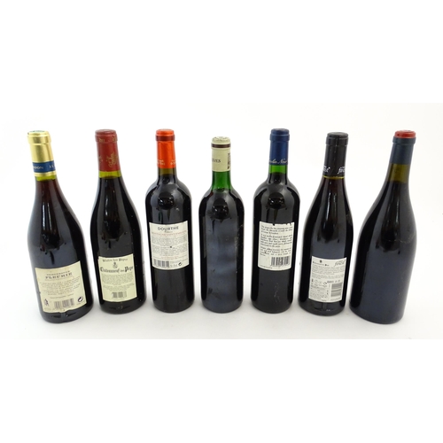 1133 - Seven bottles of red wine, comprising: a 2000 750ml bottle of Demon Rouge Fleurie, a 2008 75cl bottl... 