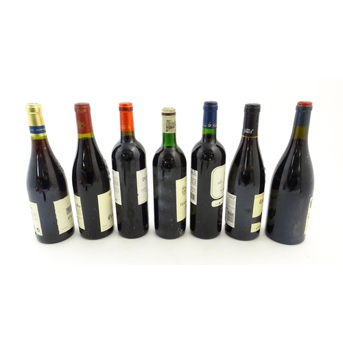 1133 - Seven bottles of red wine, comprising: a 2000 750ml bottle of Demon Rouge Fleurie, a 2008 75cl bottl... 