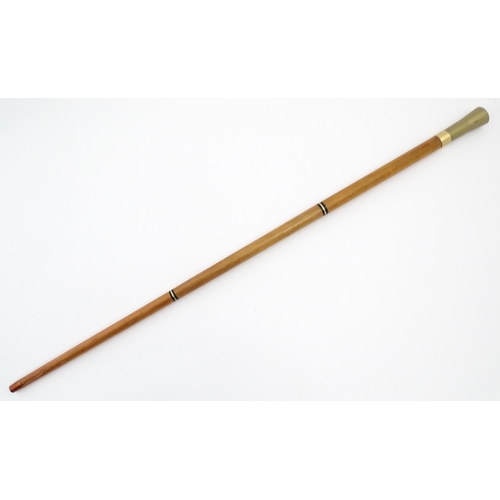 1277 - A late 20thC novelty combination walking stick / cane with compass and flask. Approx. 36 1/4