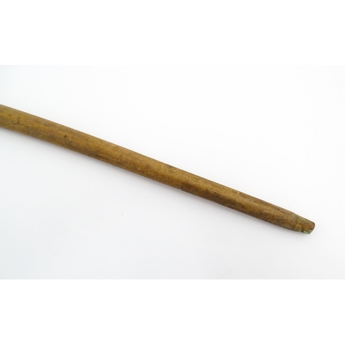 1279 - An early 20thC bull pizzle walking stick / cane with white metal pommel, possibly Indian. Approx. 34... 